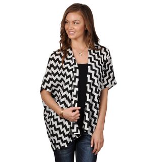 Journee Collection Journee Collection Womens Chevron Print Open Front Cardigan Black Size S (4  6)