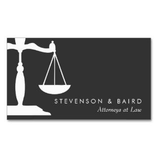 Justice Scale  Attorney Black and White Business Cards