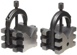Starrett 568C 2 V Blocks And 2 Clamp (Matched Pair) Complete Set, 2" Diameter Round Capacity, 1 7/16" Square Capacity (1 9/16" With Screw At Top)