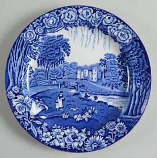 Enoch Wood & Sons Castles Blue Luncheon Plate, Fine China Dinnerware   Blue, Cas