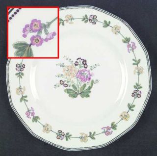 Community Primrose Dinner Plate, Fine China Dinnerware   Band Of Flowers,Brown D