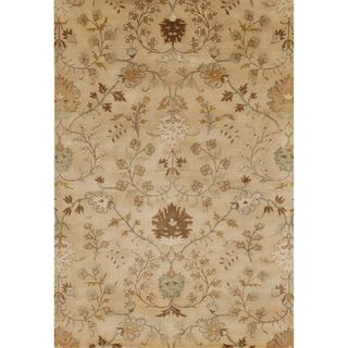 Hand tufted Transitional Floral pattern Brown Area Rug (8 X 11)