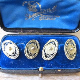 vintage filigree gilt silver cufflinks by ava mae designs