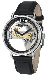 Stuhrling Original 465.33151  Watches,Mens Aristocrat Bridge Black Dial Black Leather, Casual Stuhrling Original Automatic Watches