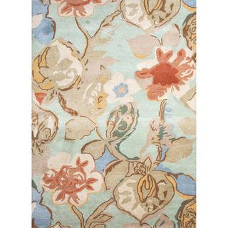Hand tufted Transitional Floral Pattern Blue Accent Rug (2 X 3)