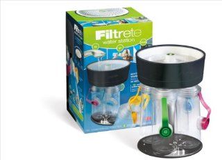 Filtrete 4 Bottle Water Station with Multicolored Bottle Tops, Black Pitcher Water Filters Kitchen & Dining