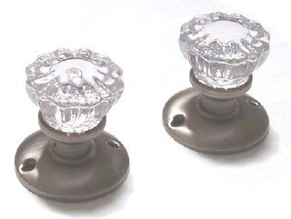 Depession Crystal Glass & Pewter French Door Knobs   Dummy Doorknobs  