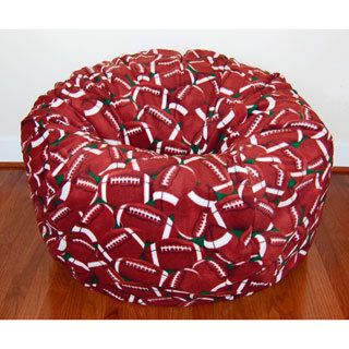 Ahh Products Football Anti pill Fleece Washable Bean Bag Chair Black Size Large