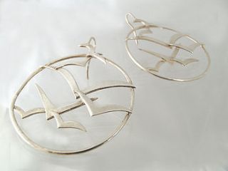 silver bird flock circle earrings by charlotte cornelius jewellery design