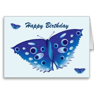 Happy Birthday butterfly in beautiful blue colors Greeting Card