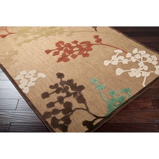 Kinross Meticulously Woven Brown Outdoor Floral Rug (47 X 67)