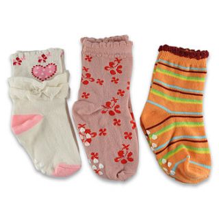 set of three baby and toddler socks by snuggle feet