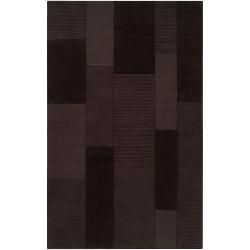 Hand crafted Solid Casual Dark Brown Minima Wool Rug (8 X 10)