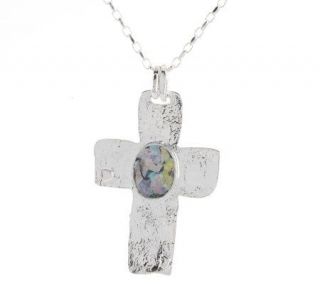 Or Paz Sterling Roman Glass Cross Necklace —