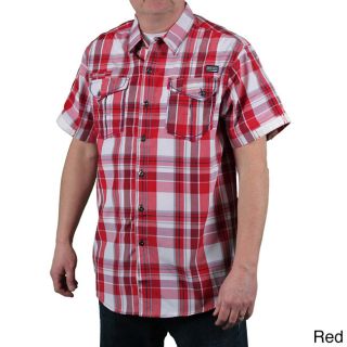 Mo7 Mo7 Mens Plaid Woven Short Sleeve Shirt Red Size 2XL