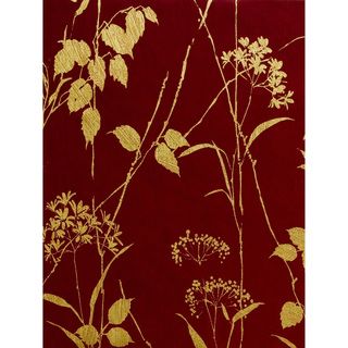 Brewster Red/ Beige Floral Wallpaper