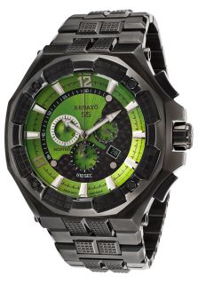 Renato 55MOG GR 55MOG 5040D  Watches,Mens Mostro Chronograph Green Dial Black IP Stainless Steel, Chronograph Renato Quartz Watches