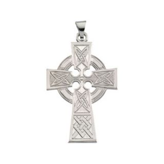 Jewelryweb 14k White Gold Large Celtic Cross Pendant33x23mm
