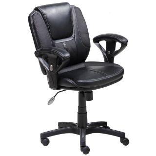 Serta Black Puresoft Faux Leather And Mesh Task Office Chair