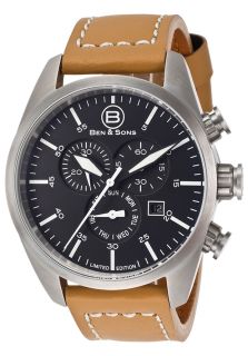 Ben & Sons 10003 01 BGS  Watches,Mens Cadet Chronograph Black Dial Brown Genuine Leather, Casual Ben & Sons Quartz Watches