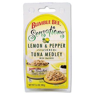 Bumble Bee Sensations Lemon & Pepper Seasoned Tuna Medley with Crackers 3.6 oz (Pack of 12)  Packaged Tuna Fish  Grocery & Gourmet Food