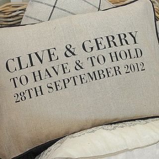 printed personalised wedding cushion by the alphabet gift shop