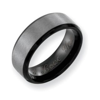 Black Ion Plated Titanium Brushed Wedding Band (27 Characters)   Zales