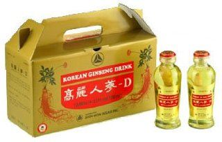 Ten Pack of Korean Ginseng Drink with Root 4 Oz   120 ml Bottles  Grocery & Gourmet Food