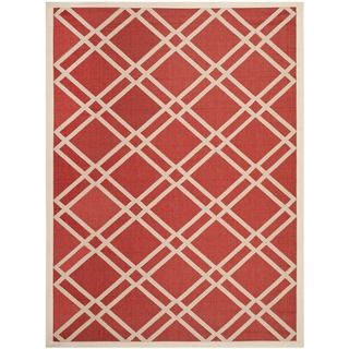 Safavieh Indoor/ Outdoor Courtyard Crisscross pattern Red/ Bone Rug (4 X 57)