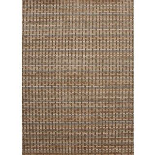 Hand knotted Beige/ Brown Geometric Pattern Wool/ Silk Rug (36 X 56)