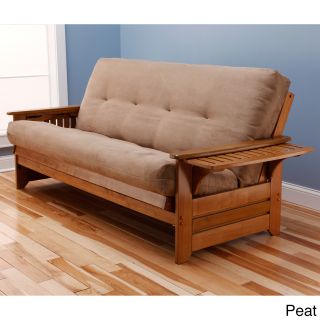 Kodiak Furniture Ali Phonics Multi flex Honey Oak Wood Futon Frame With Innerspring Suede Mattress Brown Size Full