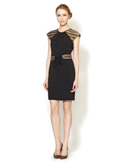 Threaded Metallic Sleeve Belted Dress by Mark + James