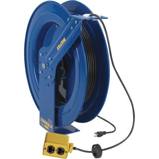 Coxreels EZ-Coil Safety Series Power Cord Reel with Quad Receptacle — 100 Ft., Model# EZ-PC24-0012-B  Cord Reels