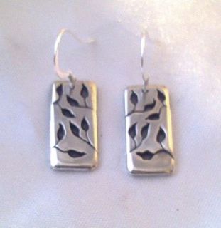 rectangular leaves design silver earrings by dale virginia designs