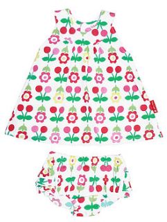 cherry flower baby dress and pants set by toby tiger