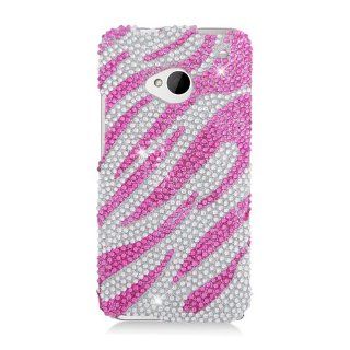 Pink Zebra Bling Gem Jeweled Crystal Cover Case for HTC One Cell Phones & Accessories