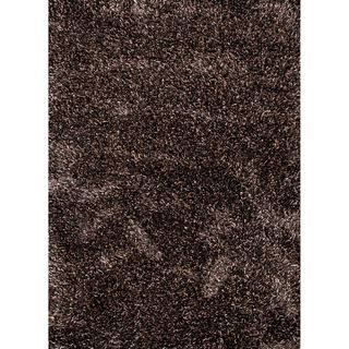 Hand woven Shags Solid Pattern Gray/ Black Rug (8 X 10)