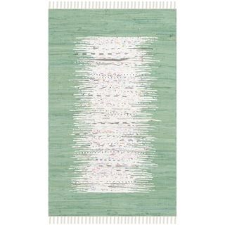 Safavieh Hand woven Montauk Ivory/ Green Cotton Rug (3 X 5)