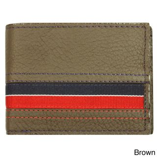 Yl Mens Striped Leather Bi fold Wallet With Two Id Windows
