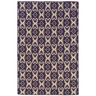 Foundation Collection Purple Ikat Reversible Rug (5 X 8)