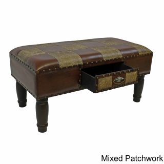 International Caravan Faux Leather Medium 1 drawer Bench