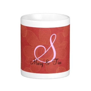 Red Floral Splendor  Monogram Coffee Mugs