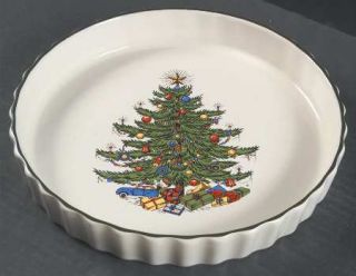 Cuthbertson Christmas Tree (Narrow Green Band,Cream) Quiche, Fine China Dinnerwa
