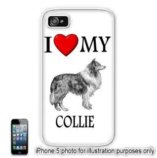 Collie Love My Dog Apple iPhone 5 Hard Back Case Cover Skin White Cell Phones & Accessories