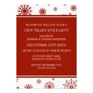 Red Snow New Year's Eve Party Invitation Card