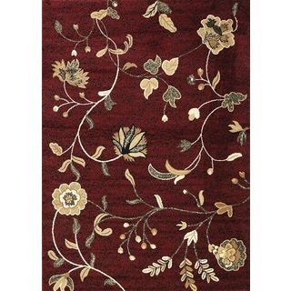 Floral Red Area Rug (53 X 73)