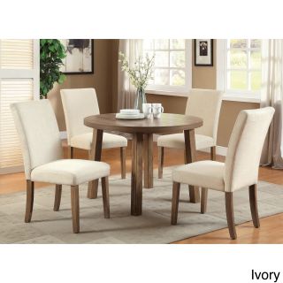 Furniture Of America Furniture Of America Seline Weathered Elm 5 piece Round Table Dining Set Ivory Size 5 Piece Sets
