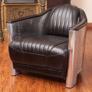 Home Loft Concept Melbourne Leather and Metal Club Chair W7658329