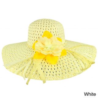 Faddism Faddism Womens Hawaiian Floral Floppy Hat White Size One Size Fits Most