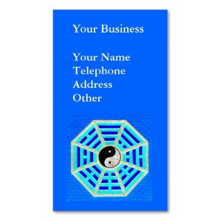 Taoist Octagonal Symbol on Blue Background Business Card Template